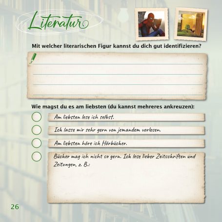 Beispielseite aus Schatzkästchen Literatur Beispielseite aus Schatzkästchen zu Fragen zur Literatur