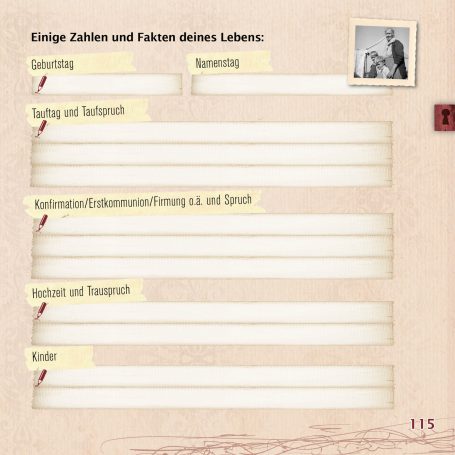 Beispielseite aus Schatzkästchen zum Lebenslauf Beispielseite aus Schatzkästchen zu Fragen zum Lebenslauf